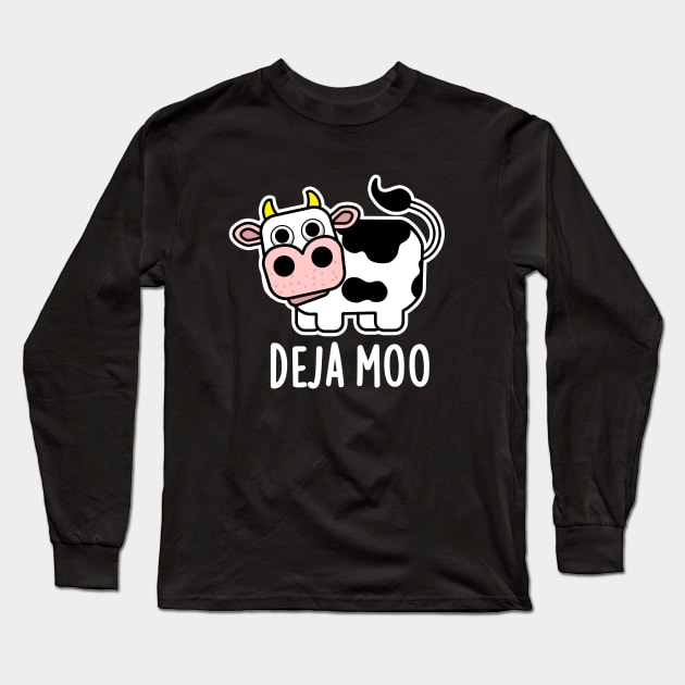 Deja Moo Cute Cow Pun Long Sleeve T-Shirt by punnybone